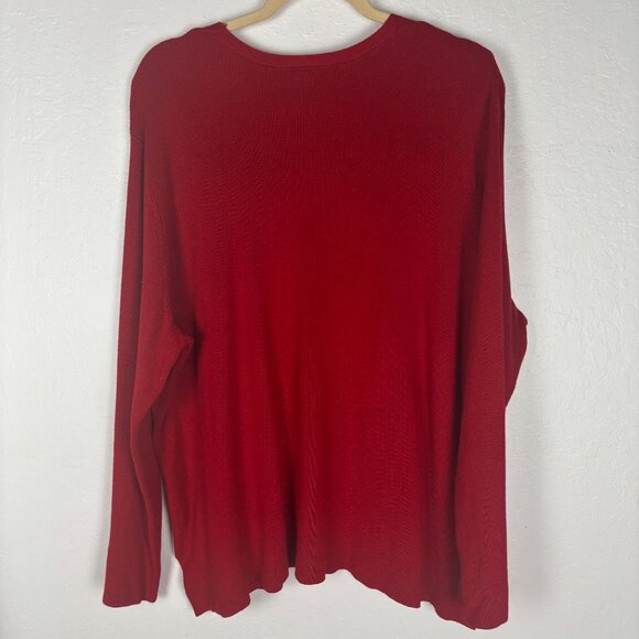 Lane Bryant Plus Size 22/24 Red Beaded V-Neck Sweater Holidays Christmas Winter - Picture 4 of 4